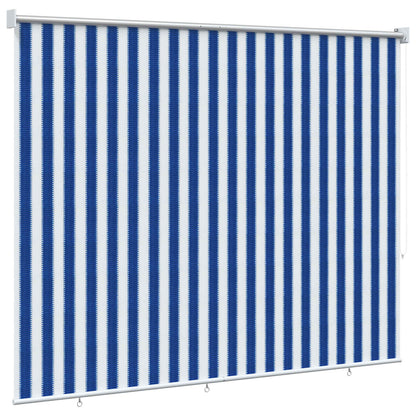 vidaXL Outdoor Roller Blind 90% UV Block Blue and White Stripe HDPE 4