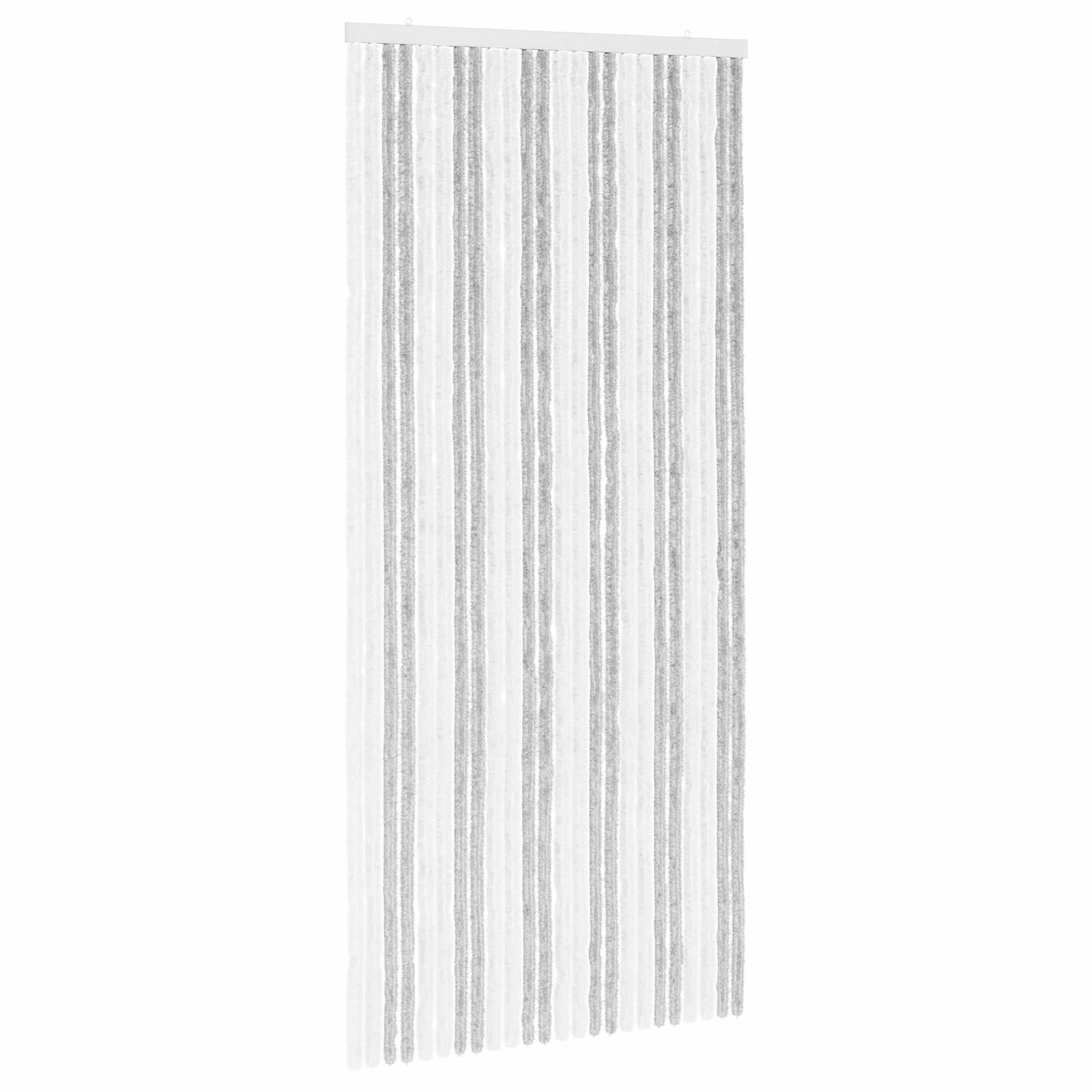 vidaXL Insect Curtain Chenille Light Grey and White 100 x 220 cm 2