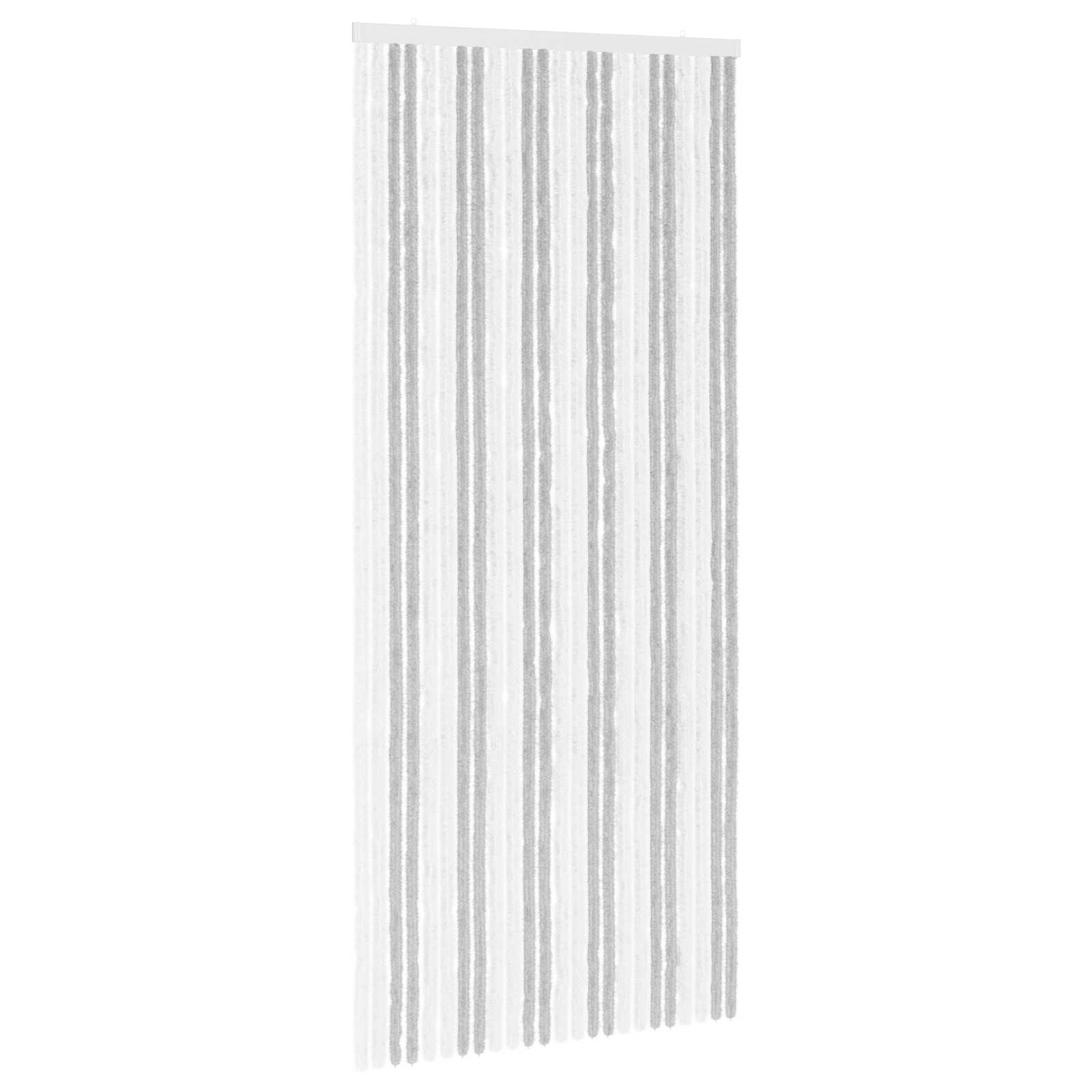 vidaXL Insect Curtain Chenille Light Grey and White 100 x 230 cm 2