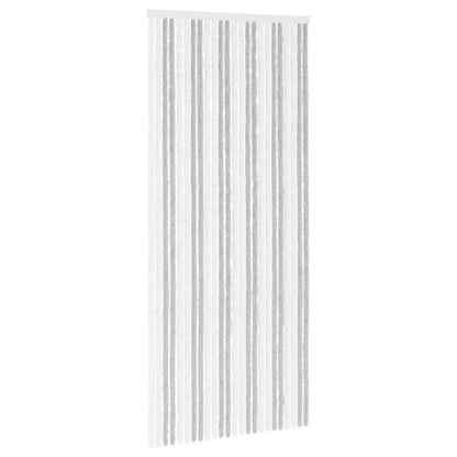 vidaXL Insect Curtain Chenille Light Grey and White 100 x 230 cm 2