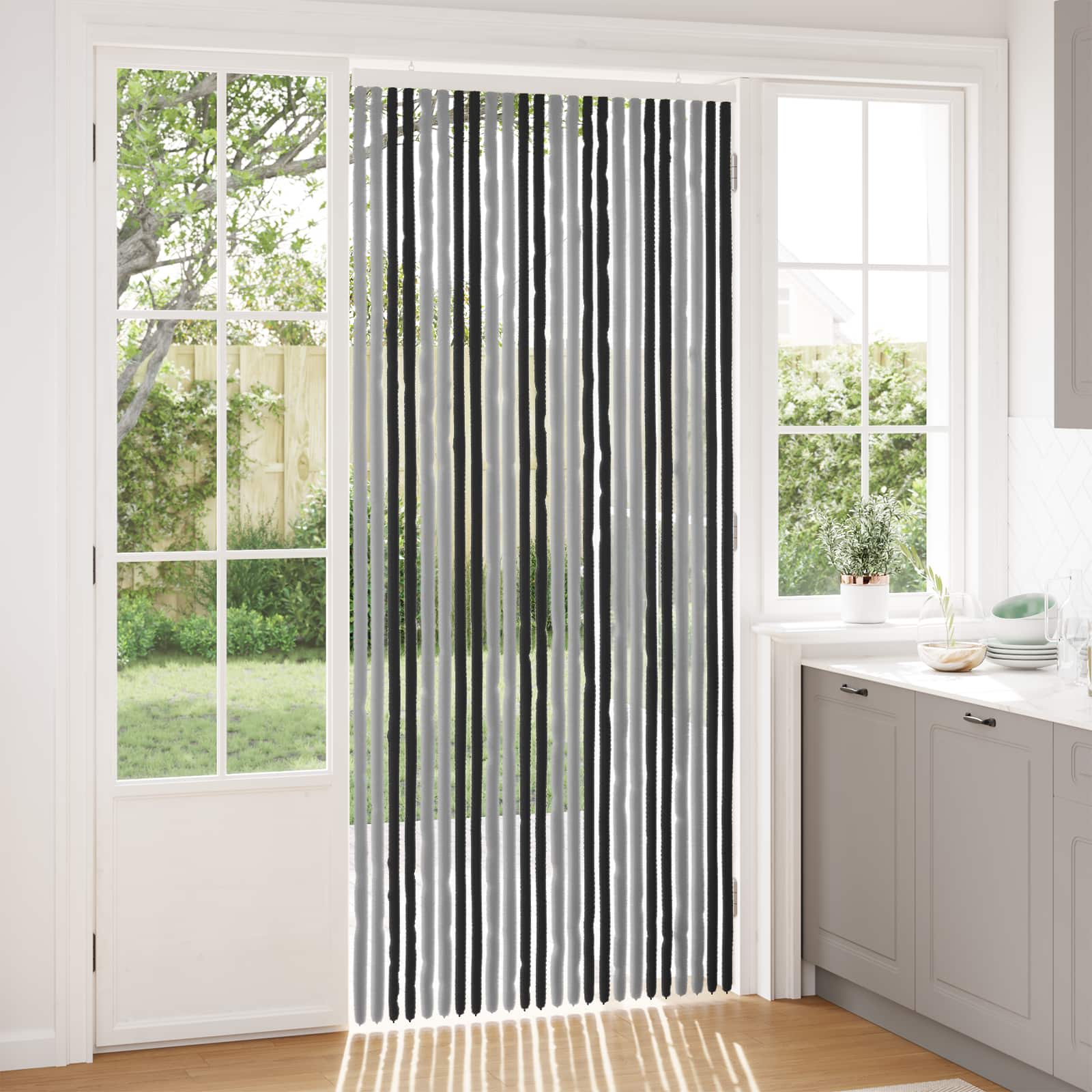 vidaXL Insect Curtain Chenille Grey and Black 100 x 230 cm 100% PP 1