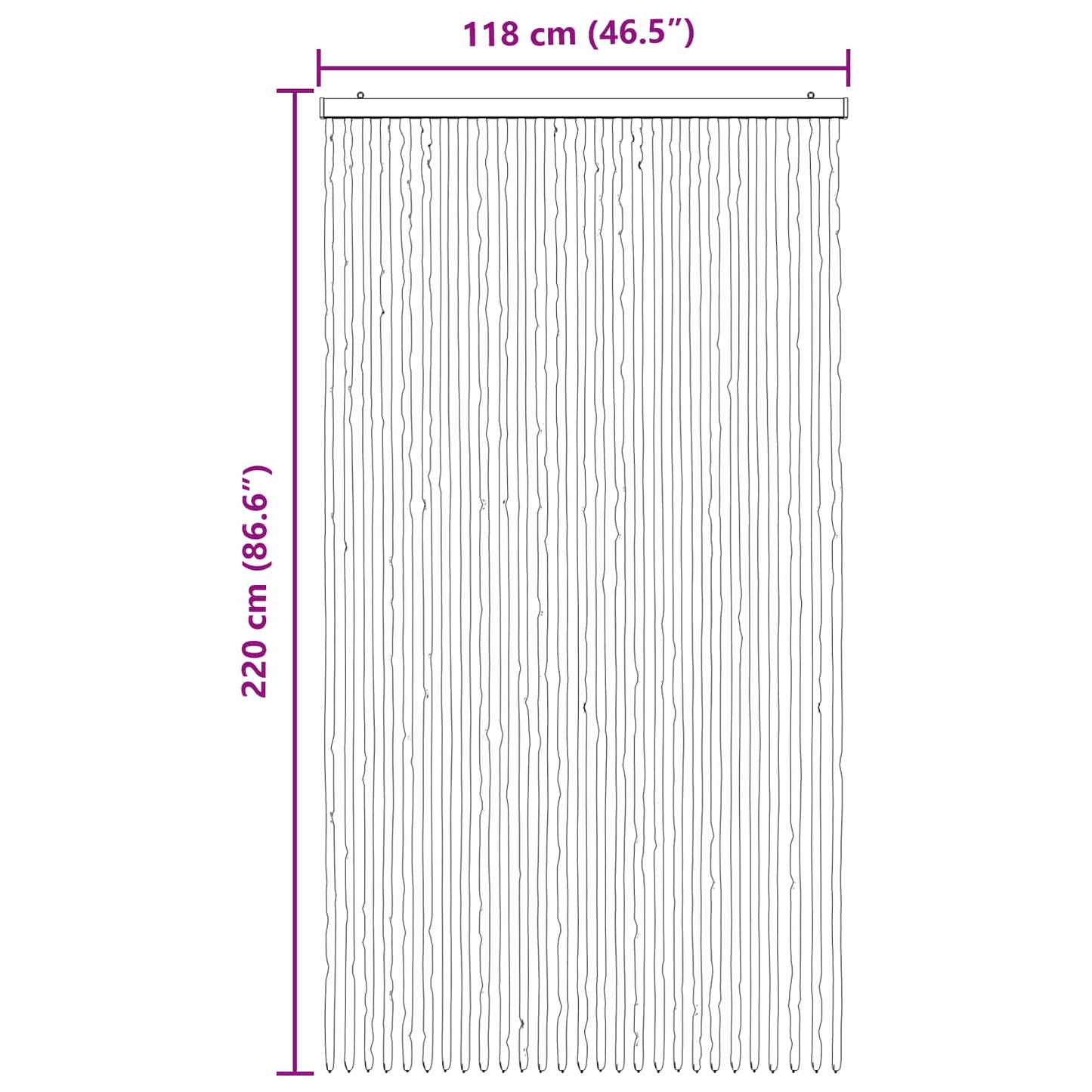 vidaXL Insect Curtain Chenille Grey and Black 118 x 220 cm 100% PP 6