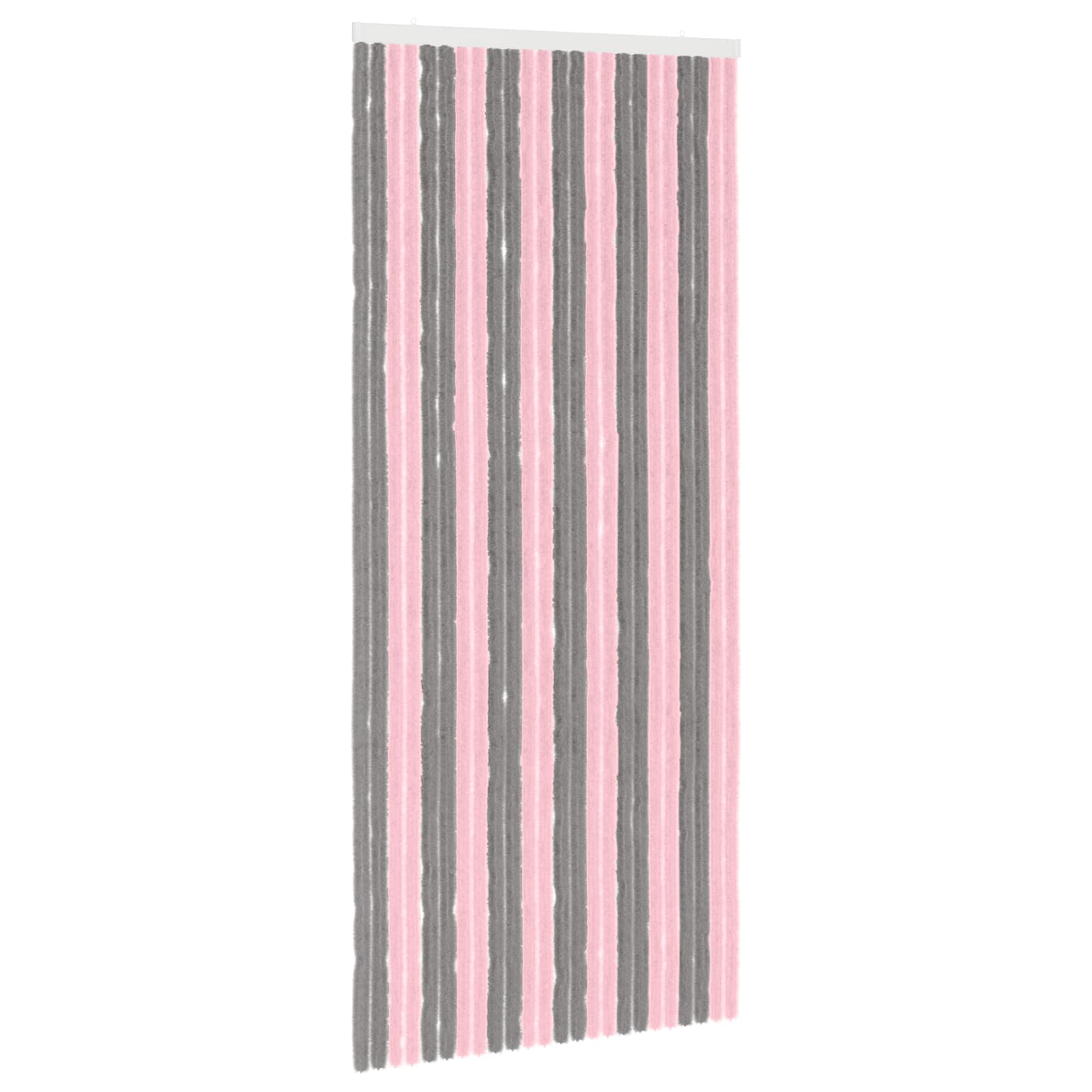 vidaXL Insect Curtain Chenille Silver Grey and Pink 100 x 230 cm 2