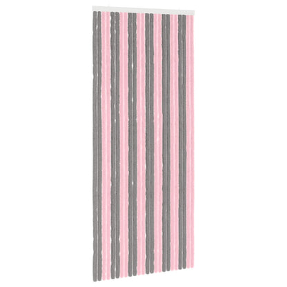 vidaXL Insect Curtain Chenille Silver Grey and Pink 100 x 230 cm 2
