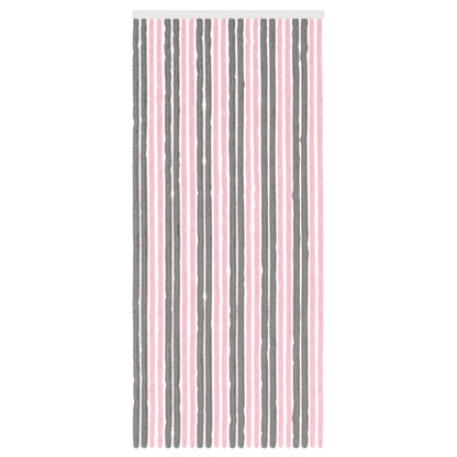 vidaXL Insect Curtain Chenille Silver Grey and Pink 100 x 230 cm 3