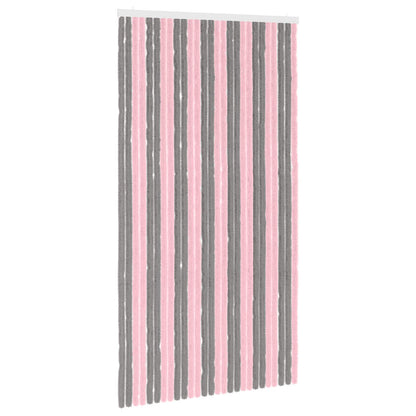 vidaXL Insect Curtain Chenille Silver Grey and Pink 118 x 220 cm 2