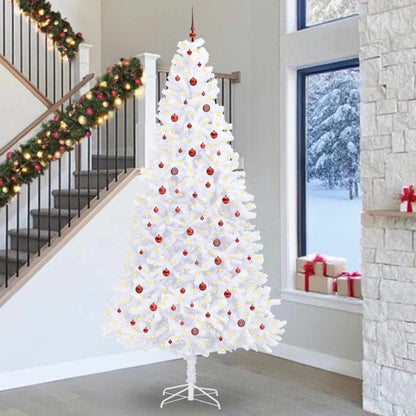 Artificial Christmas Tree with Stand White PVC and Steel Red