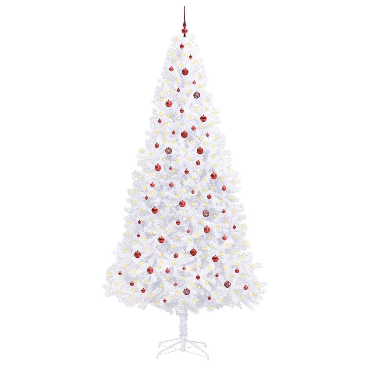 Artificial Christmas Tree with Stand White PVC and Steel Red
