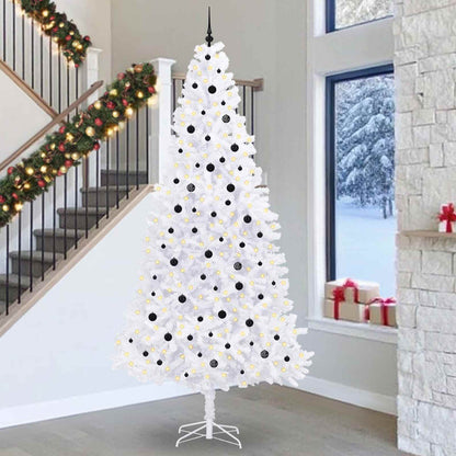 Artificial Christmas Tree with Stand White PVC and Steel Black