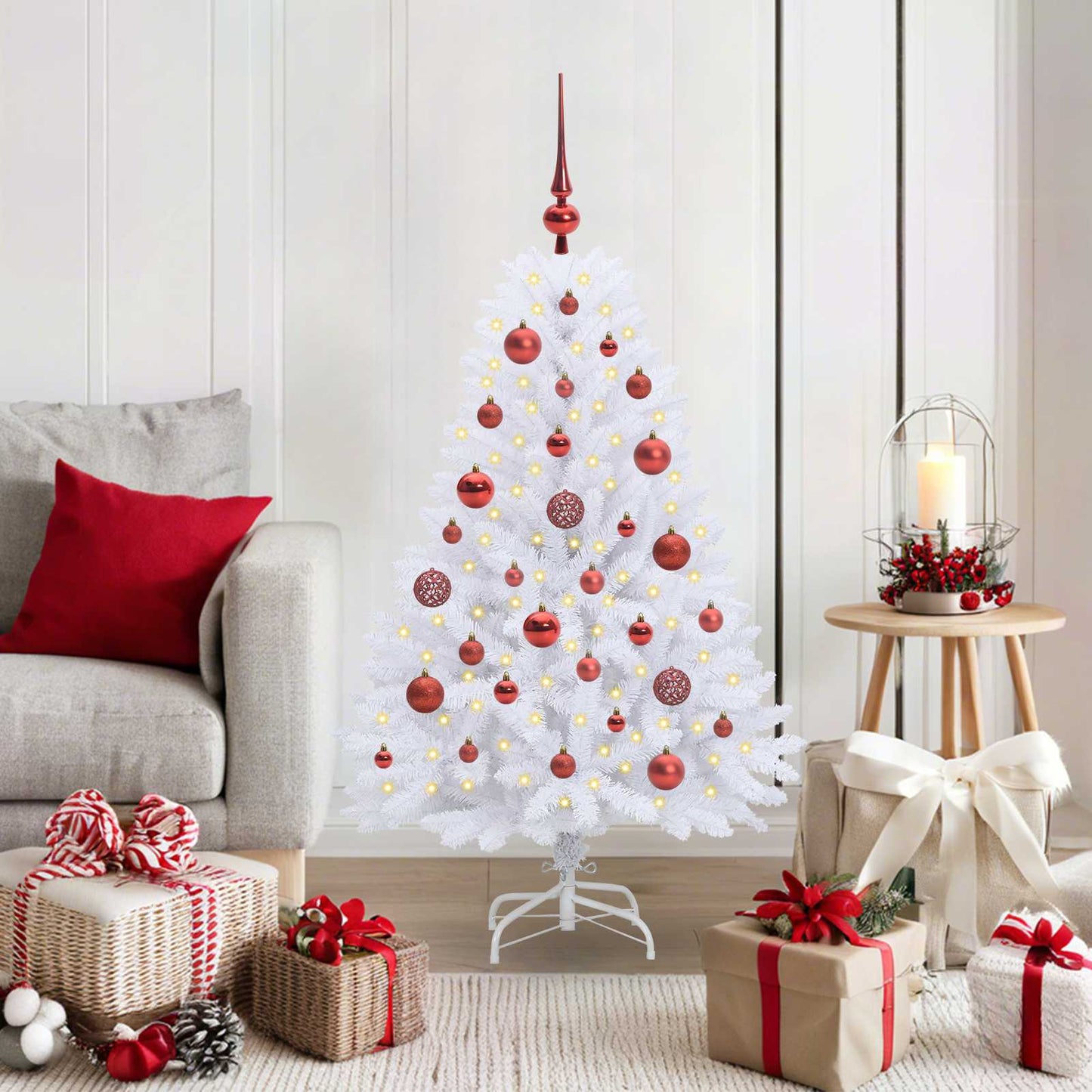 vidaXL Artificial Hinged Christmas Tree White 120 cm PVC and Steel 1