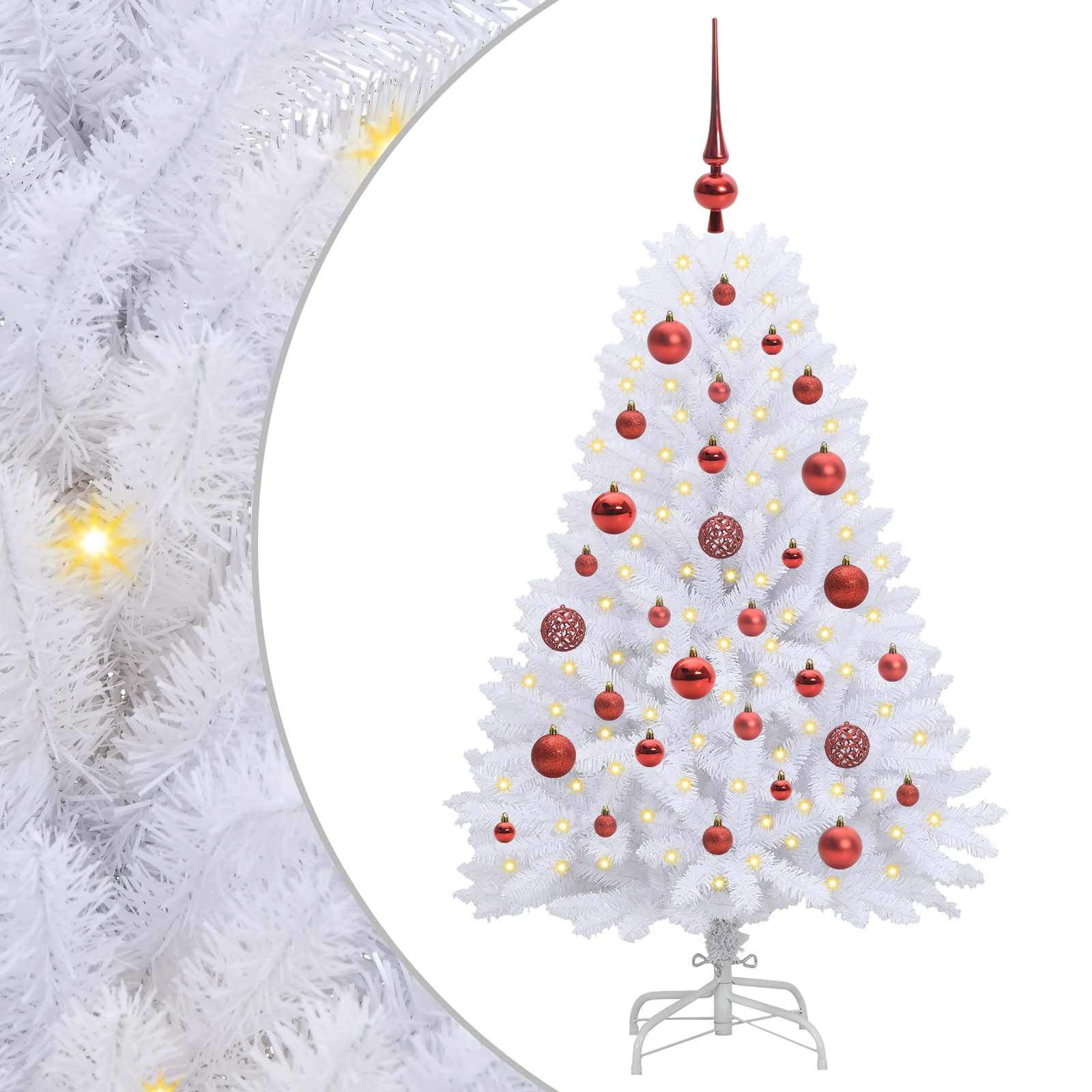 vidaXL Artificial Hinged Christmas Tree White 120 cm PVC and Steel 2