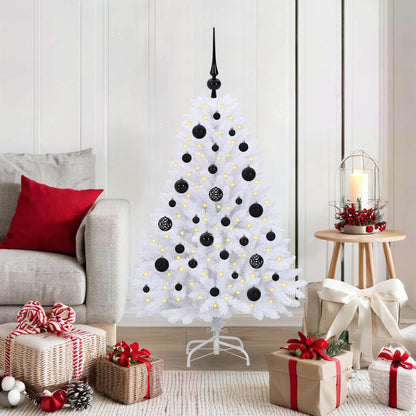 vidaXL Artificial Hinged Christmas Tree White 120 cm PVC and Steel 1