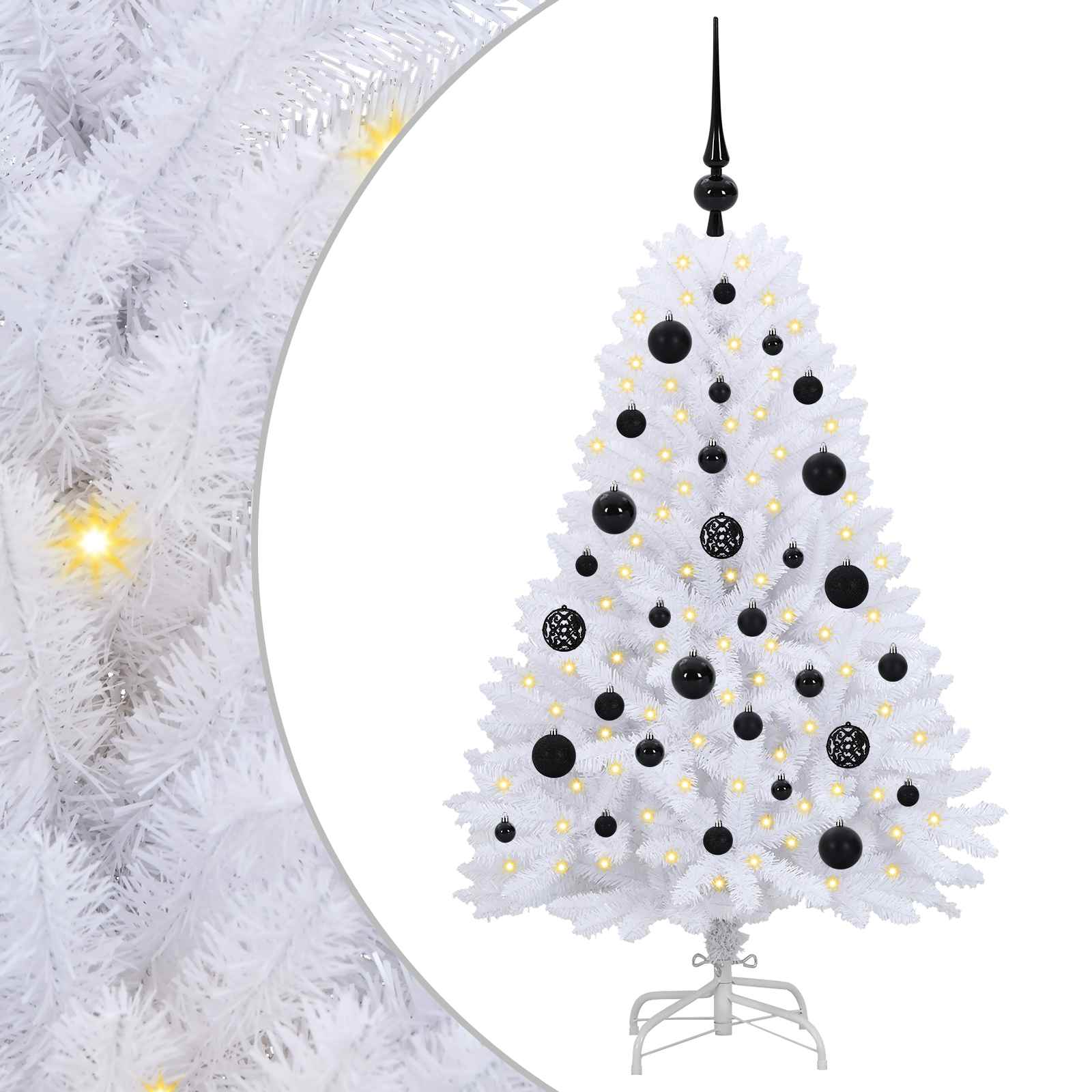 vidaXL Artificial Hinged Christmas Tree White 120 cm PVC and Steel 2