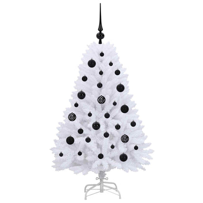 vidaXL Artificial Hinged Christmas Tree White 120 cm PVC and Steel 4
