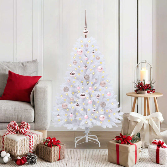 vidaXL Artificial Hinged Christmas Tree White 120 cm PVC and Steel 1