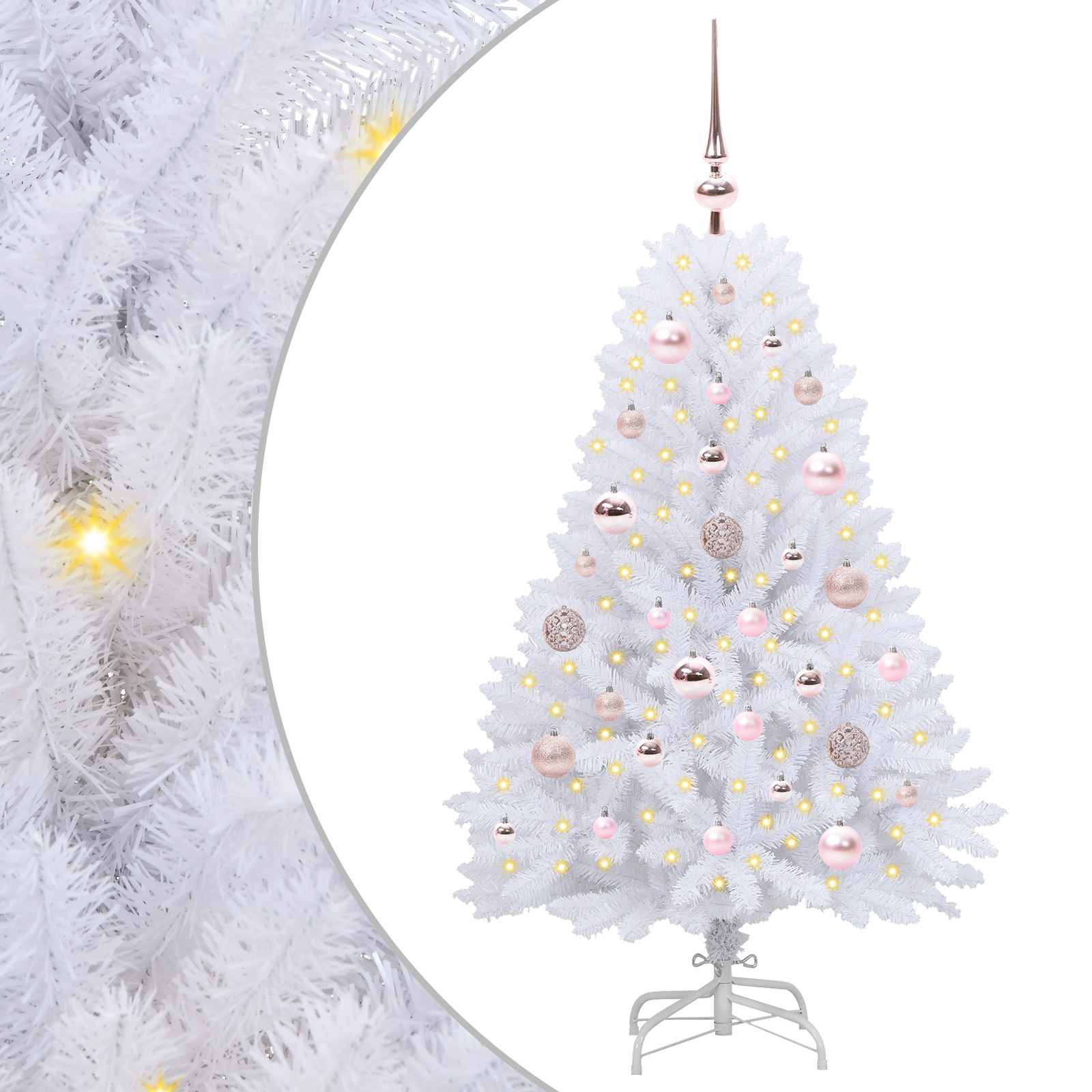 vidaXL Artificial Hinged Christmas Tree White 120 cm PVC and Steel 2
