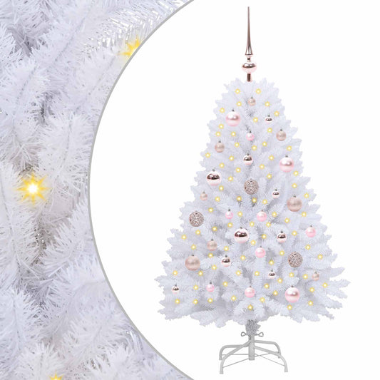 vidaXL Artificial Hinged Christmas Tree White 120 cm PVC and Steel 2