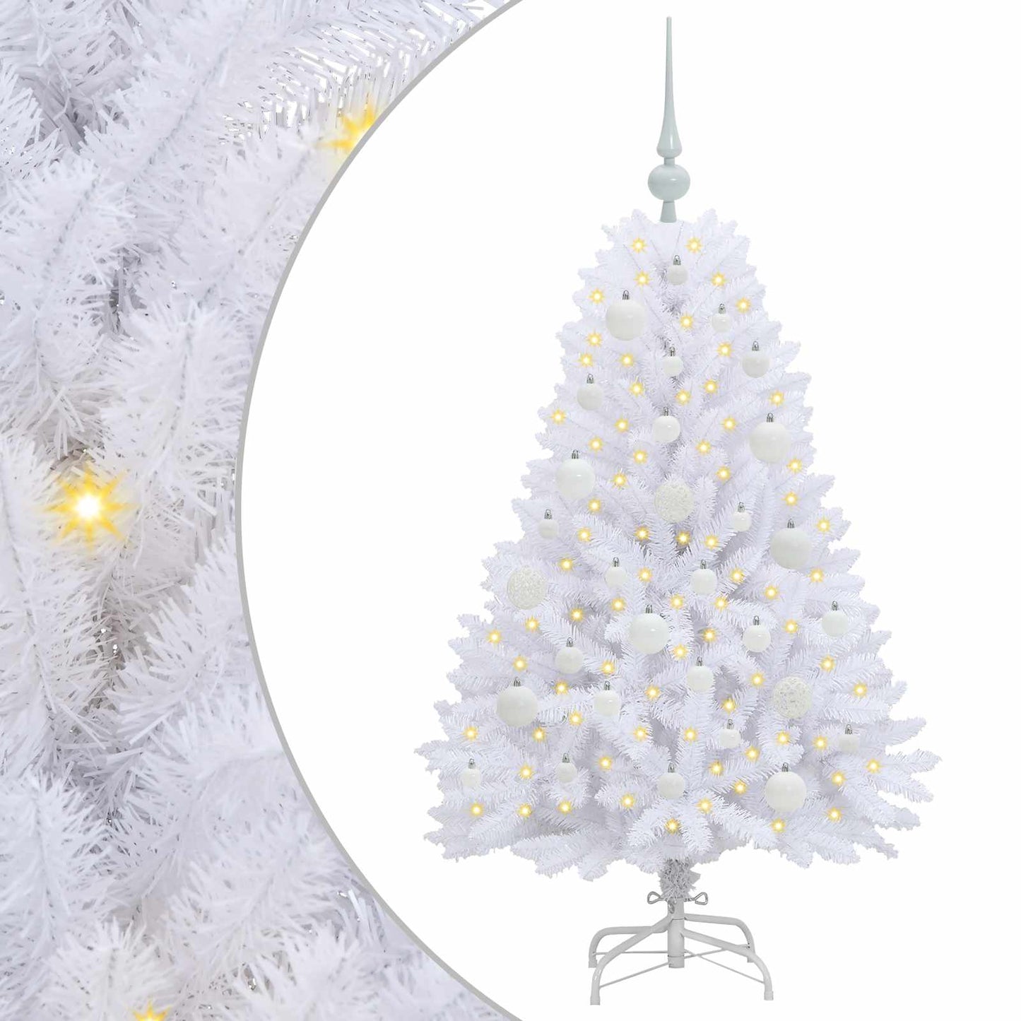 vidaXL Artificial Hinged Christmas Tree White 120 cm PVC and Steel 2