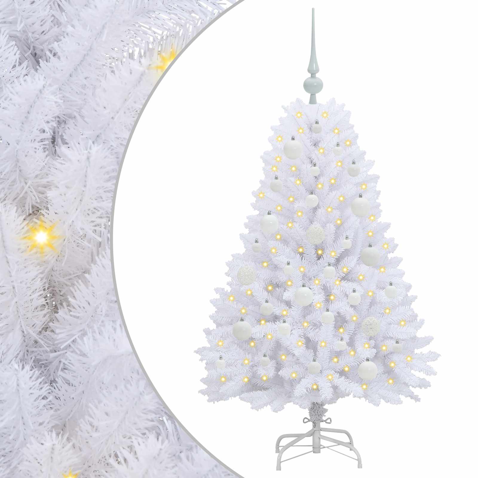 vidaXL Artificial Hinged Christmas Tree White 120 cm PVC and Steel 2
