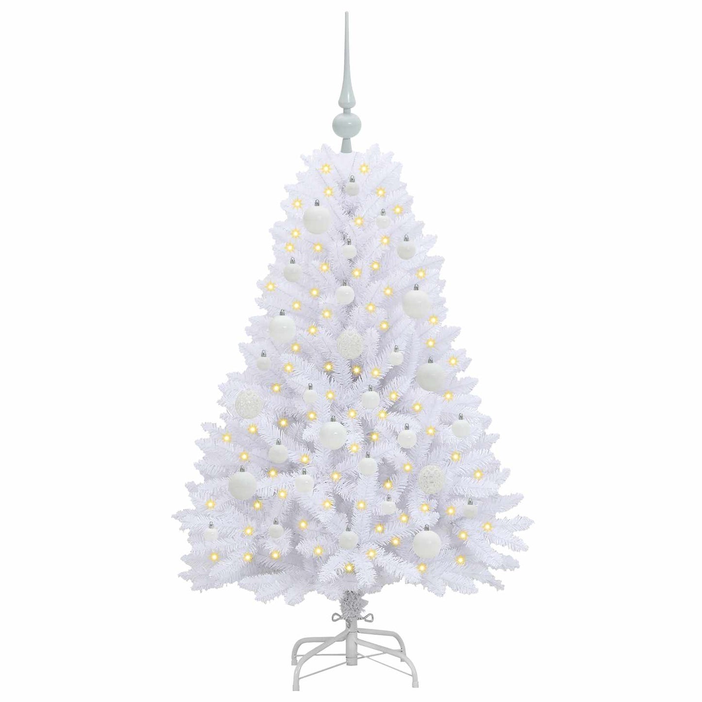 vidaXL Artificial Hinged Christmas Tree White 120 cm PVC and Steel 3