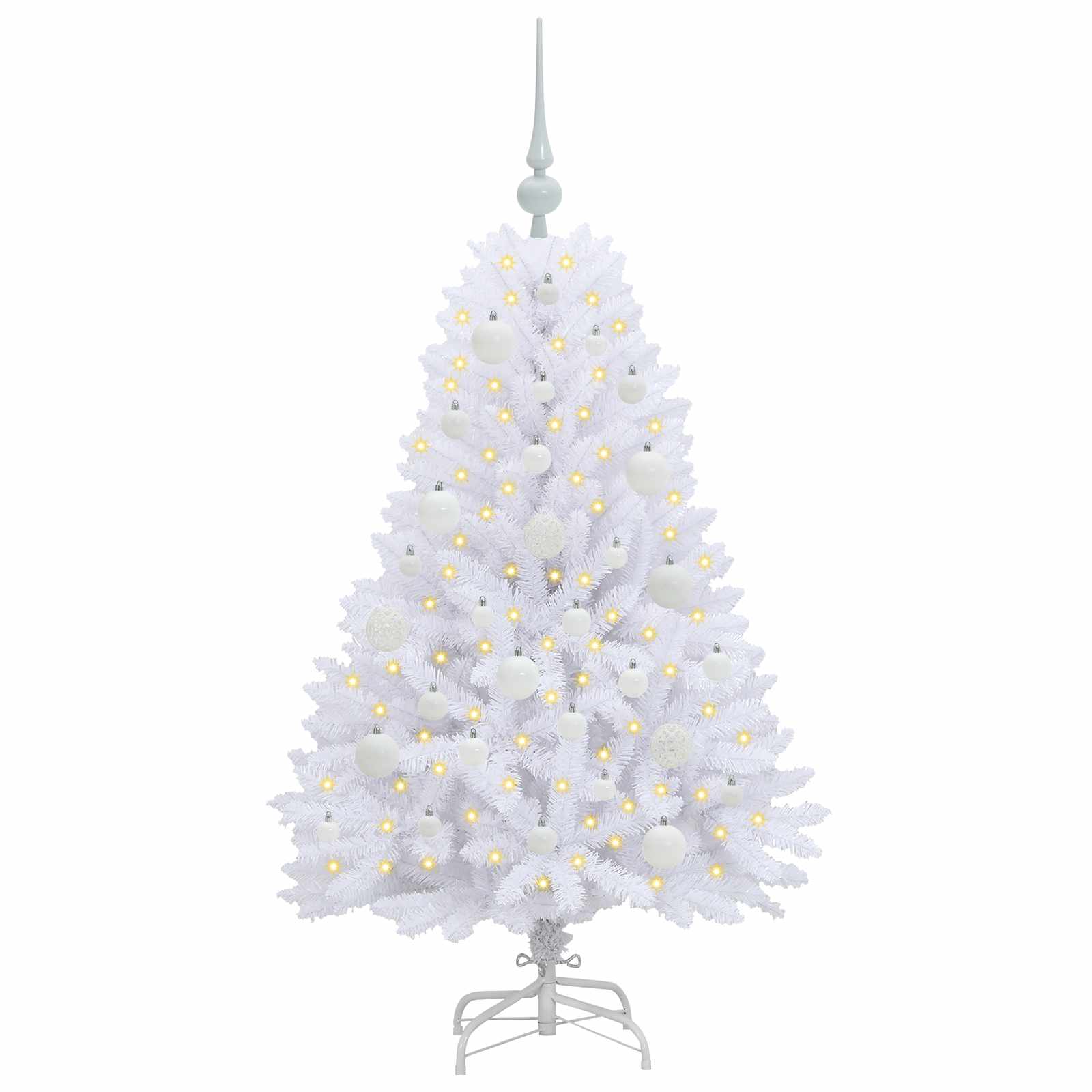 vidaXL Artificial Hinged Christmas Tree White 120 cm PVC and Steel 3