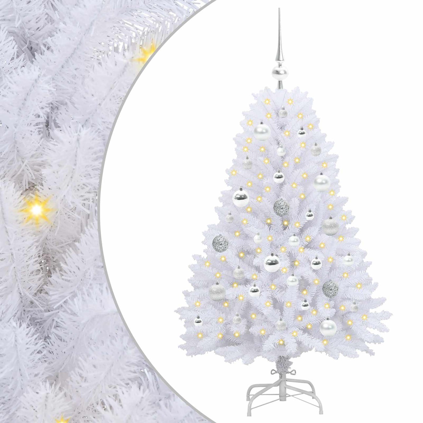 vidaXL Artificial Hinged Christmas Tree White 120 cm PVC and Steel 2