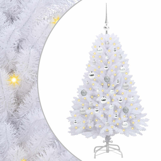 vidaXL Artificial Hinged Christmas Tree White 120 cm PVC and Steel 2