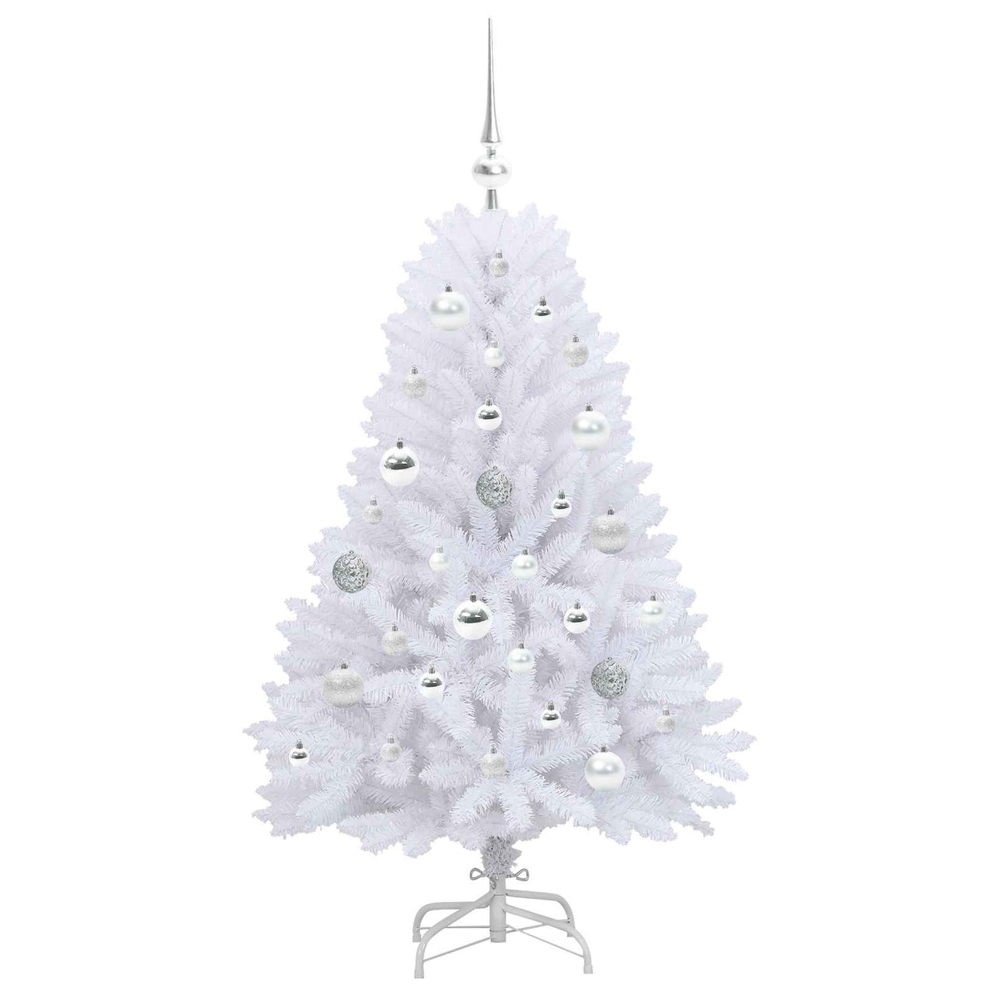 vidaXL Artificial Hinged Christmas Tree White 120 cm PVC and Steel 4