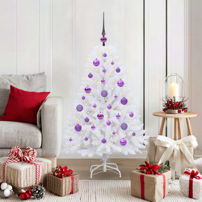 vidaXL Artificial Hinged Christmas Tree White 120 cm PVC and Steel 1