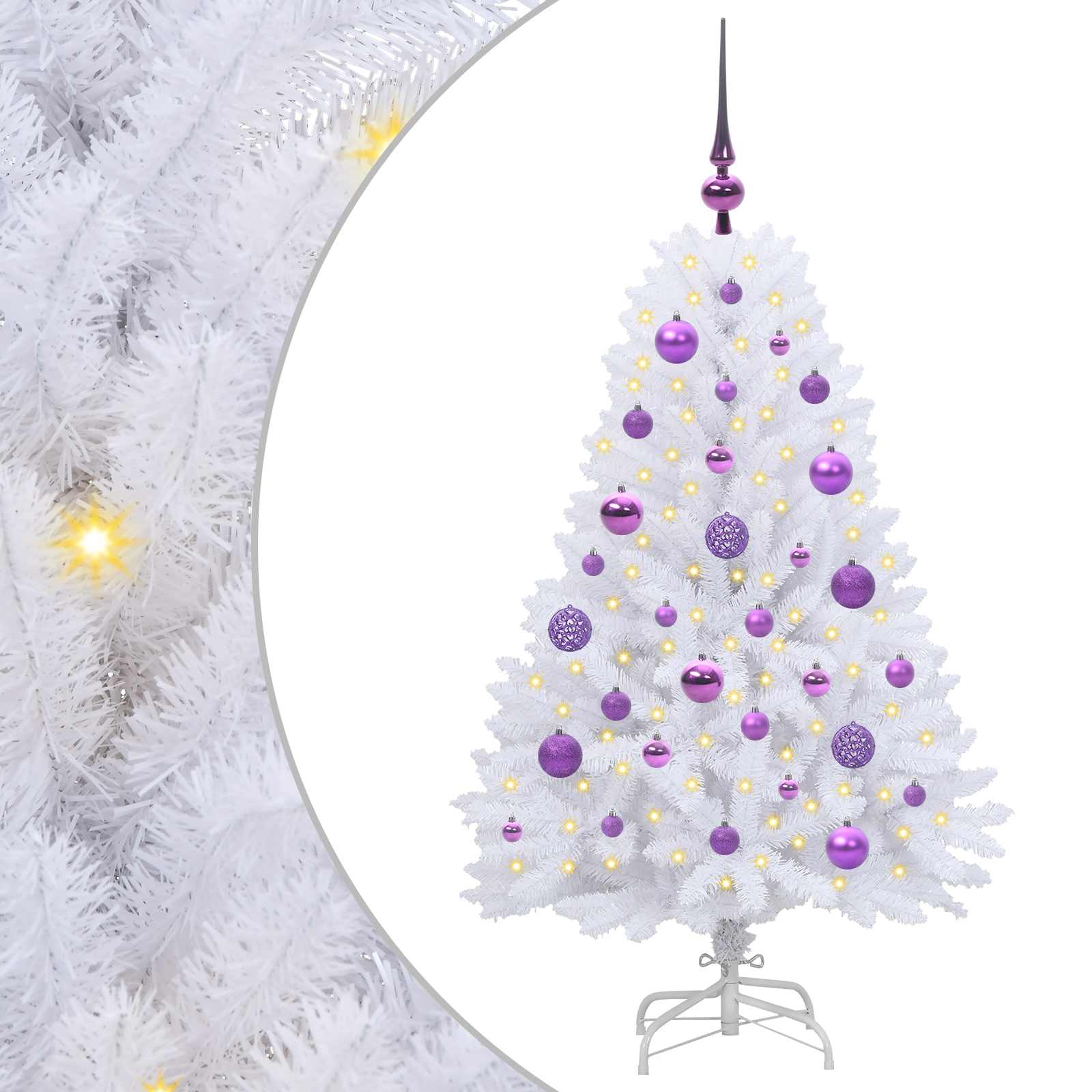 vidaXL Artificial Hinged Christmas Tree White 120 cm PVC and Steel 2