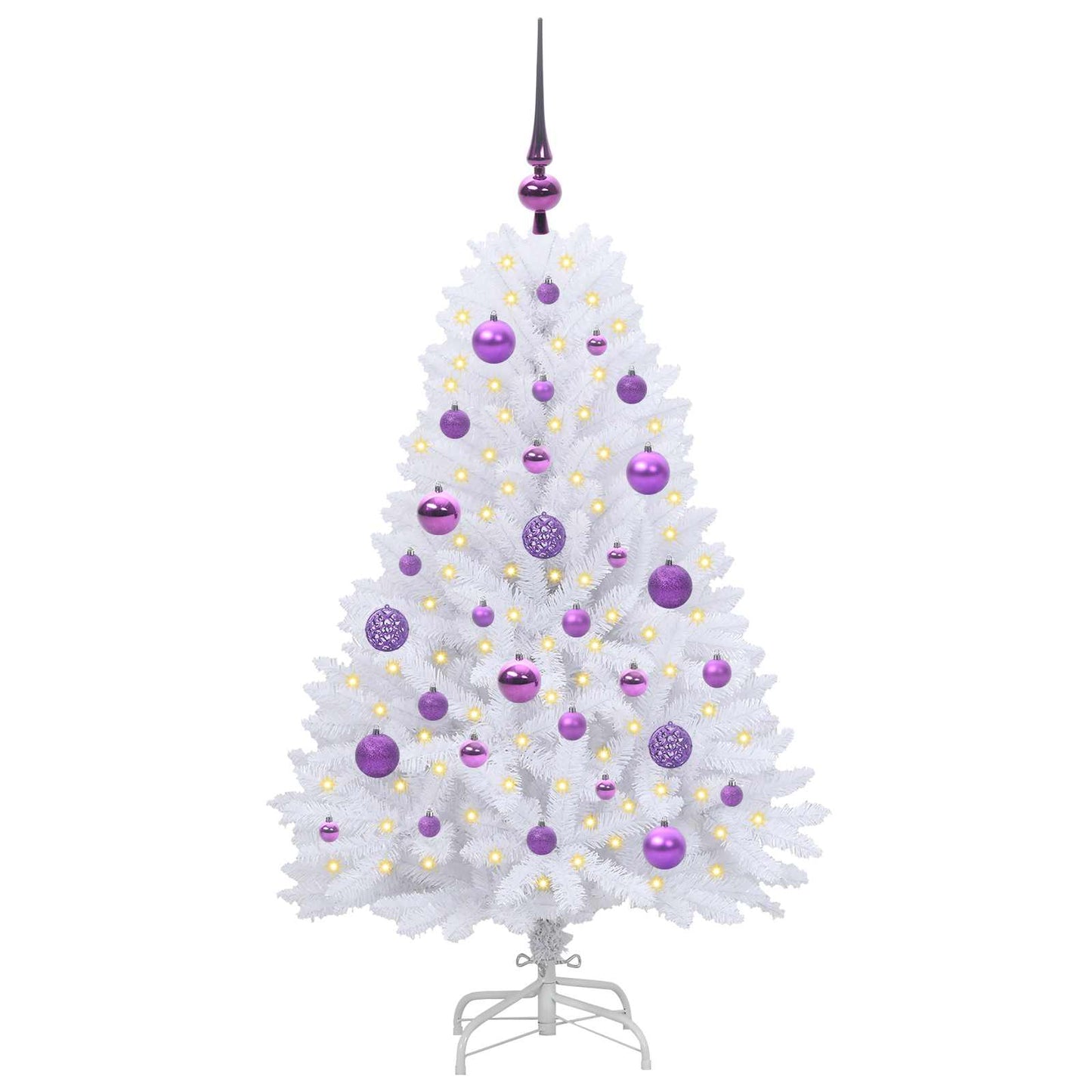 vidaXL Artificial Hinged Christmas Tree White 120 cm PVC and Steel 3