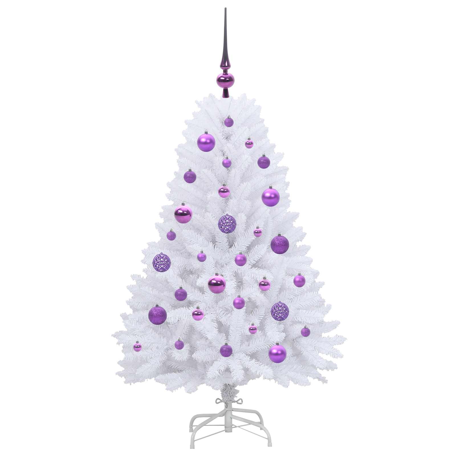 vidaXL Artificial Hinged Christmas Tree White 120 cm PVC and Steel 4