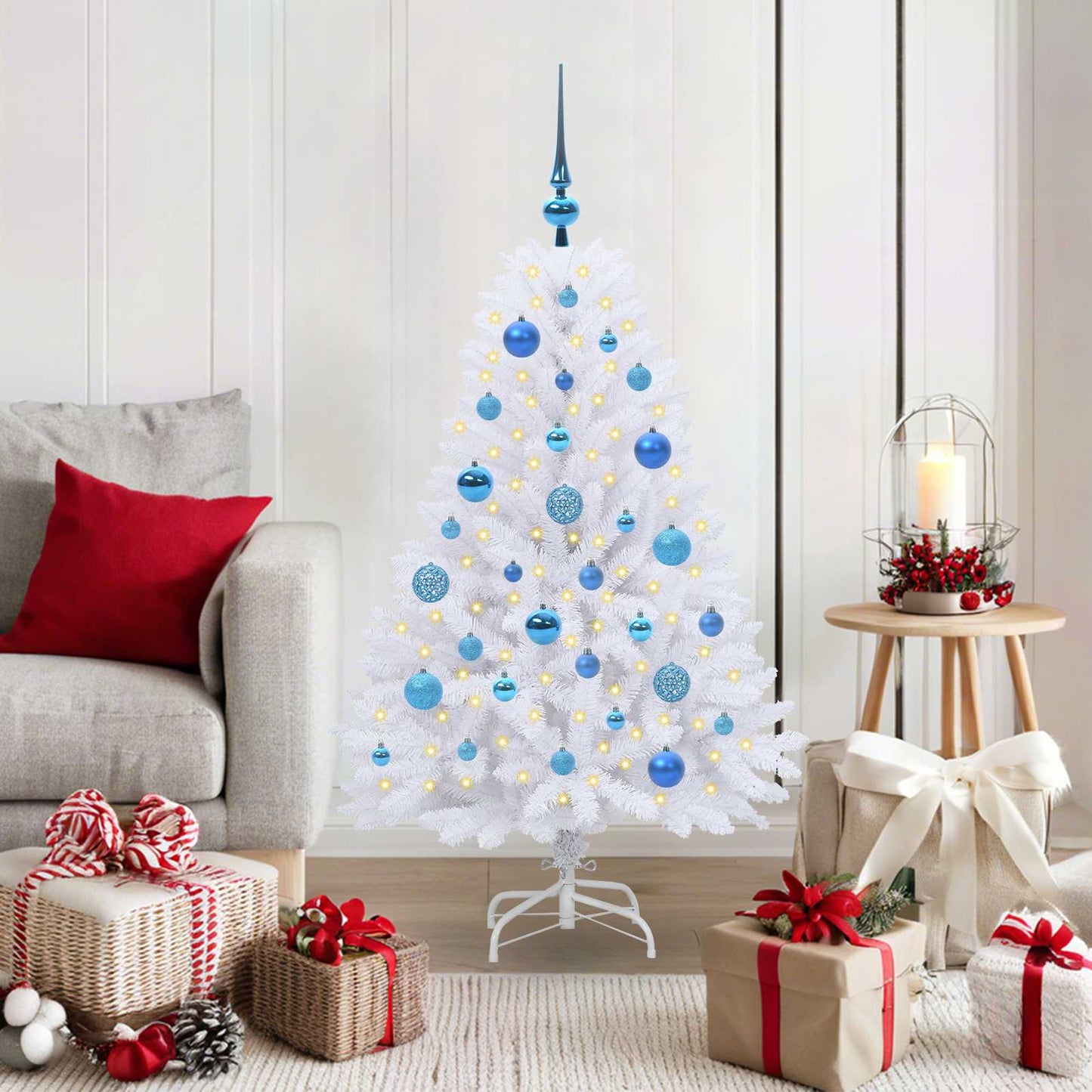 vidaXL Artificial Hinged Christmas Tree White 120 cm PVC and Steel 1