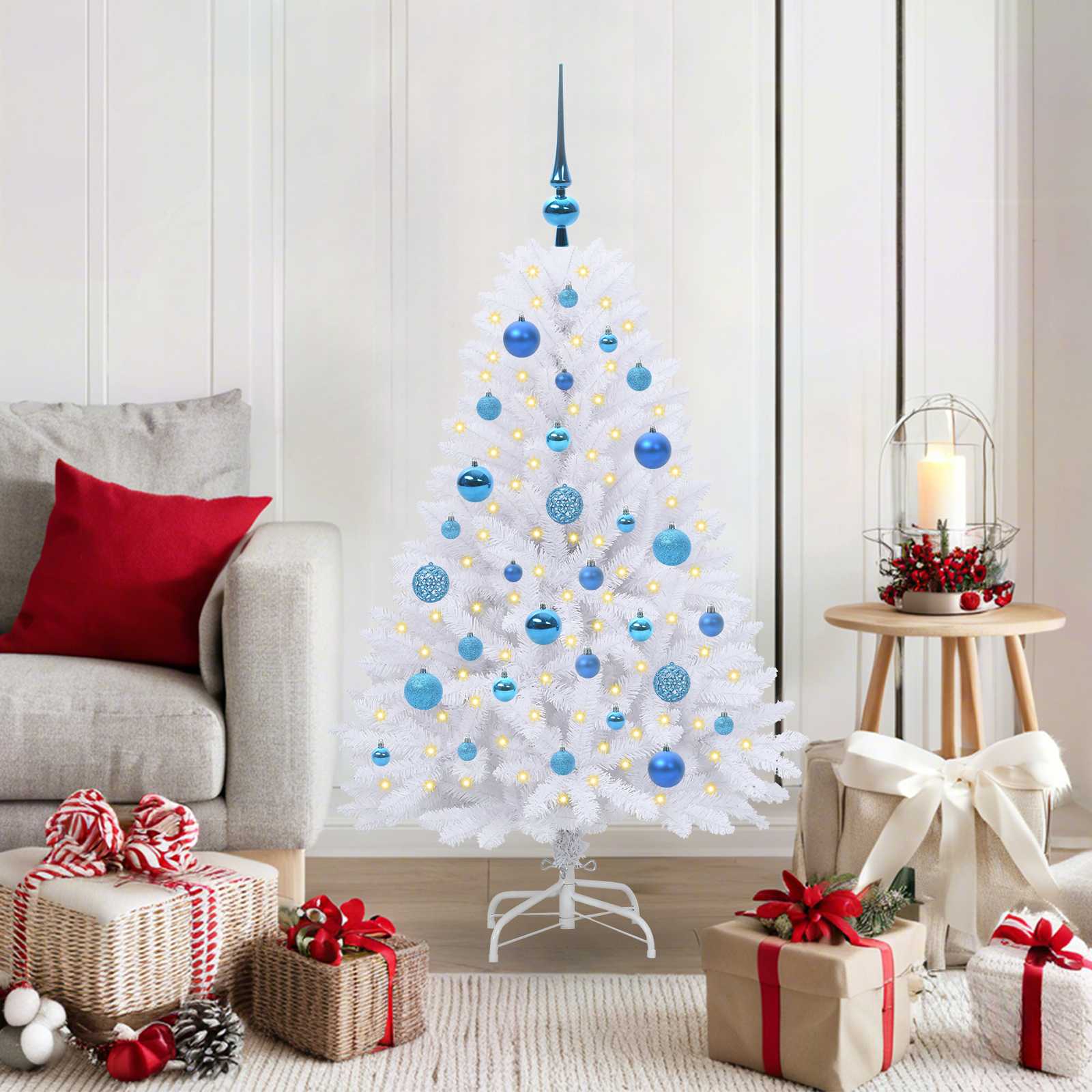 vidaXL Artificial Hinged Christmas Tree White 120 cm PVC and Steel 1