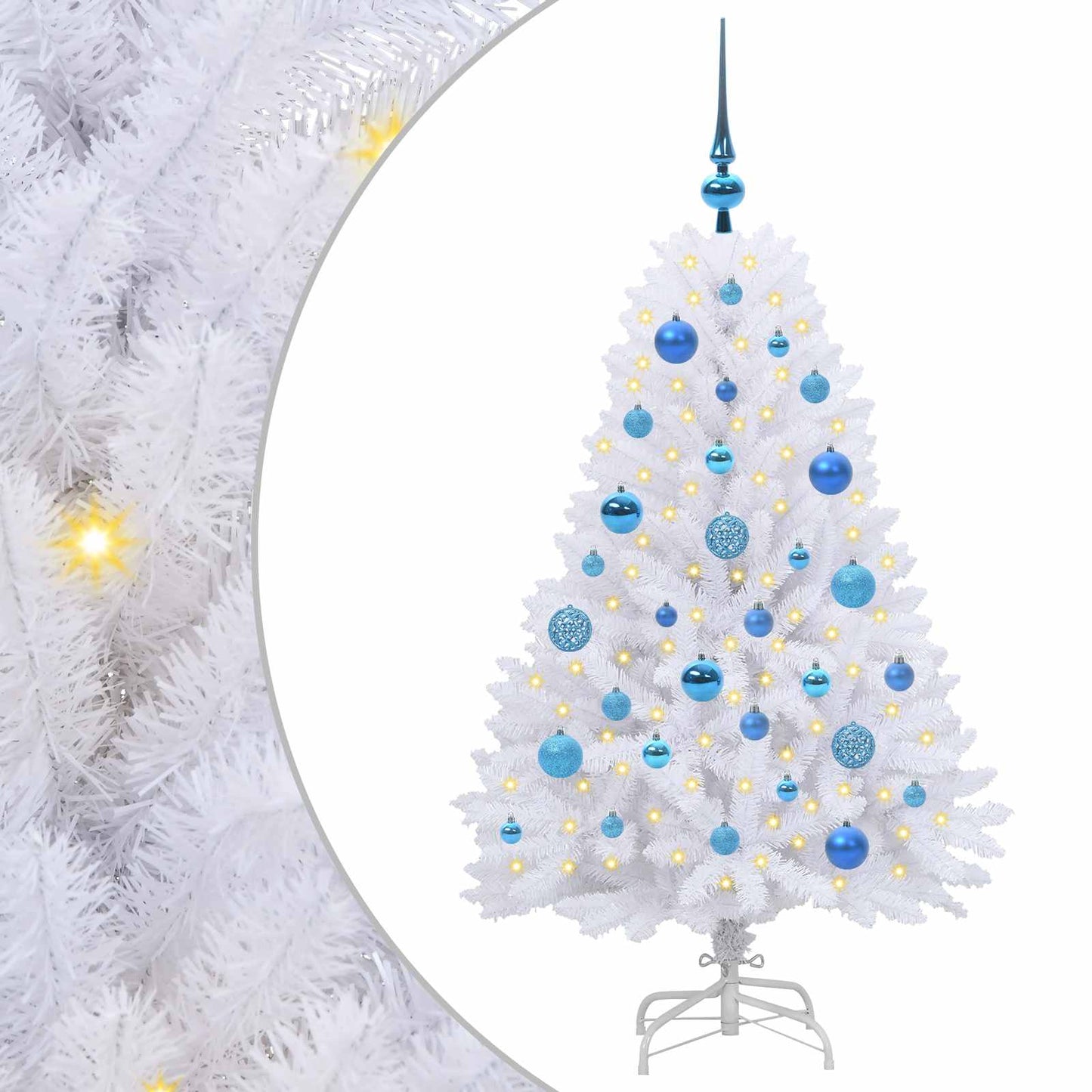 vidaXL Artificial Hinged Christmas Tree White 120 cm PVC and Steel 2