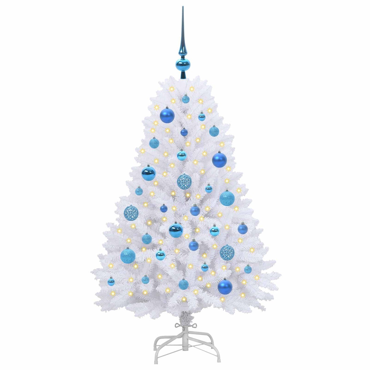 vidaXL Artificial Hinged Christmas Tree White 120 cm PVC and Steel 3