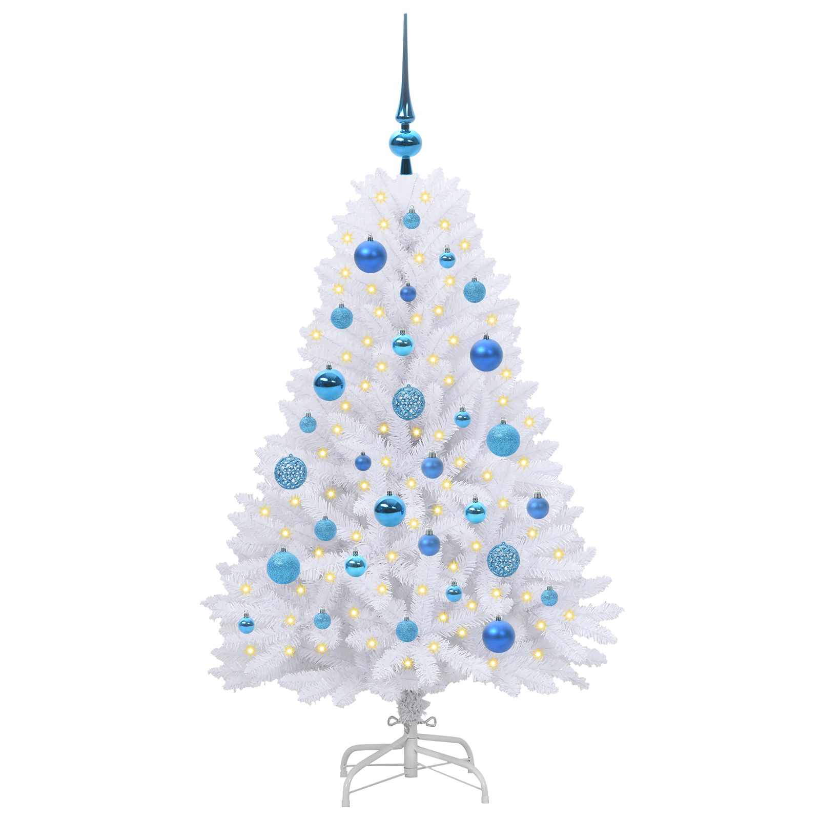 vidaXL Artificial Hinged Christmas Tree White 120 cm PVC and Steel 3