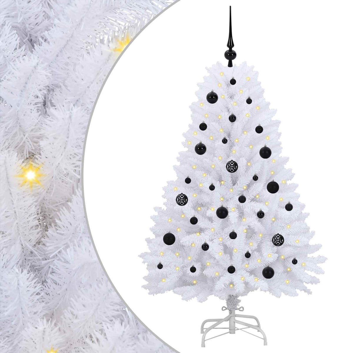 vidaXL Artificial Hinged Christmas Tree White 150 cm PVC and Steel 2