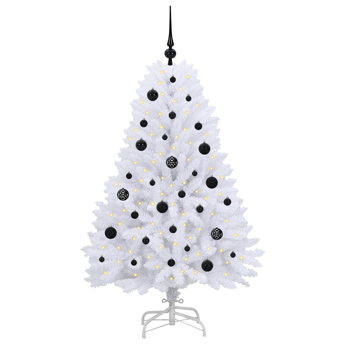 vidaXL Artificial Hinged Christmas Tree White 150 cm PVC and Steel 3