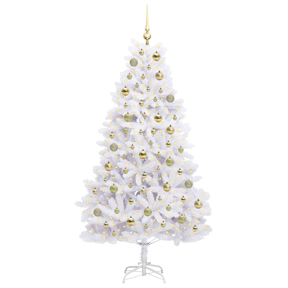 vidaXL Artificial Hinged Christmas Tree White 180 cm PVC and Steel 3