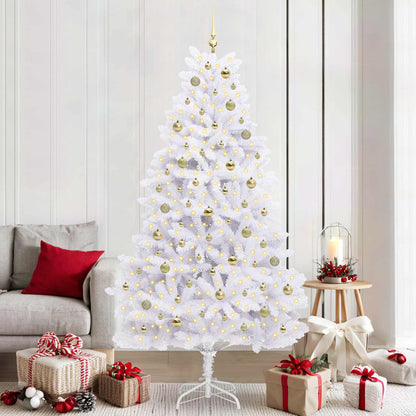 vidaXL Artificial Hinged Christmas Tree White 210 cm PVC and Steel 1