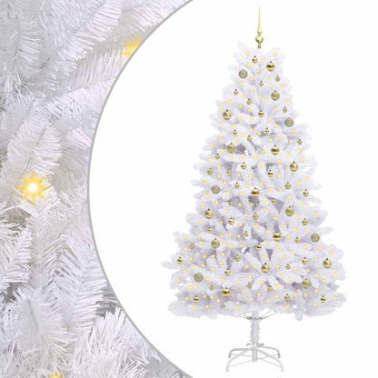 vidaXL Artificial Hinged Christmas Tree White 210 cm PVC and Steel 2