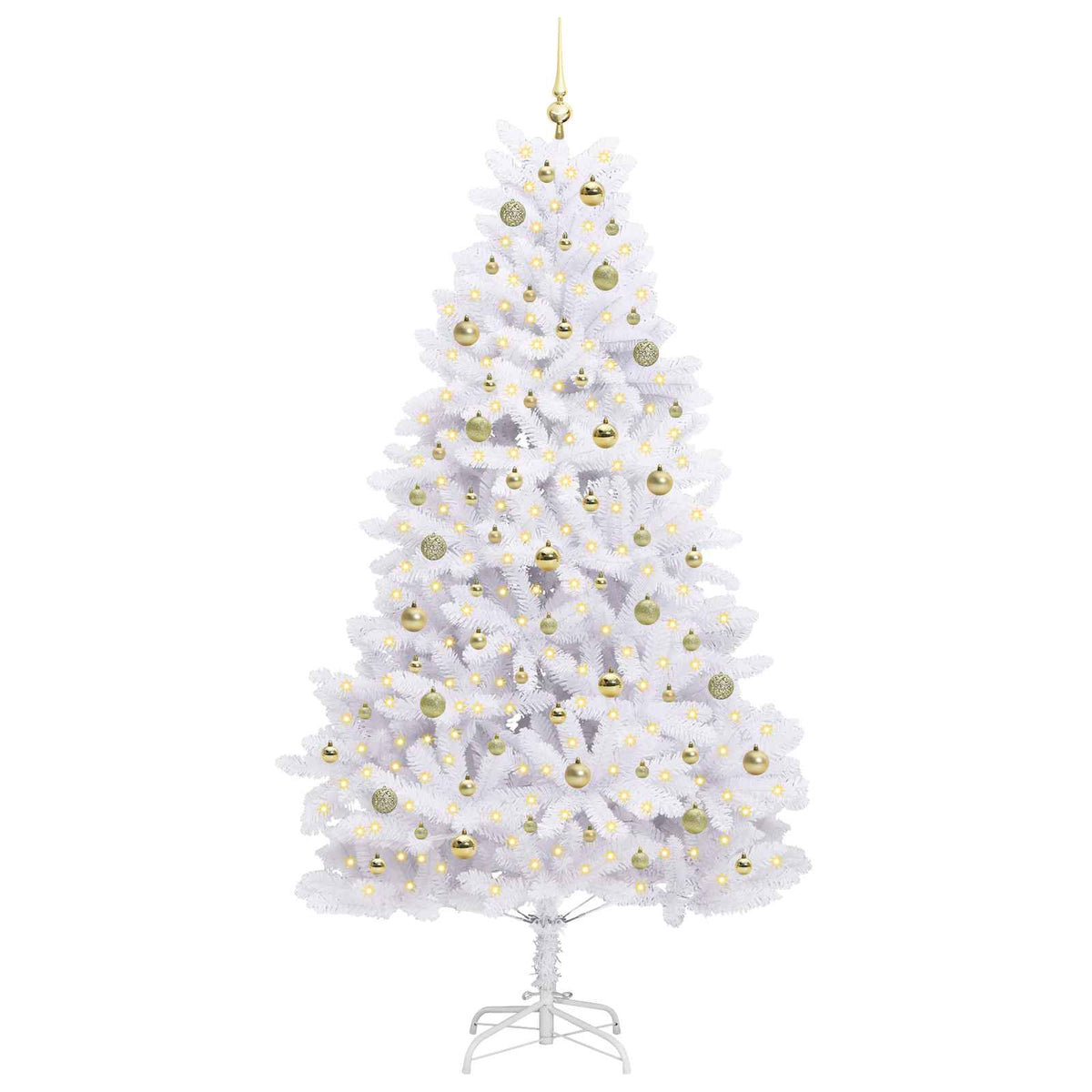 vidaXL Artificial Hinged Christmas Tree White 210 cm PVC and Steel 3