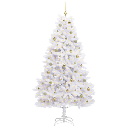 vidaXL Artificial Hinged Christmas Tree White 210 cm PVC and Steel 3