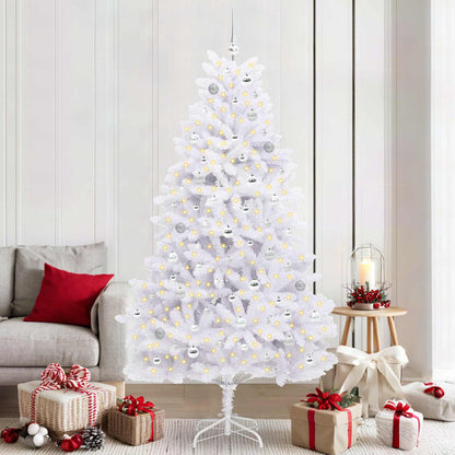 Artificial Hinged Christmas Tree White PVC and Steel 210 cm Silver