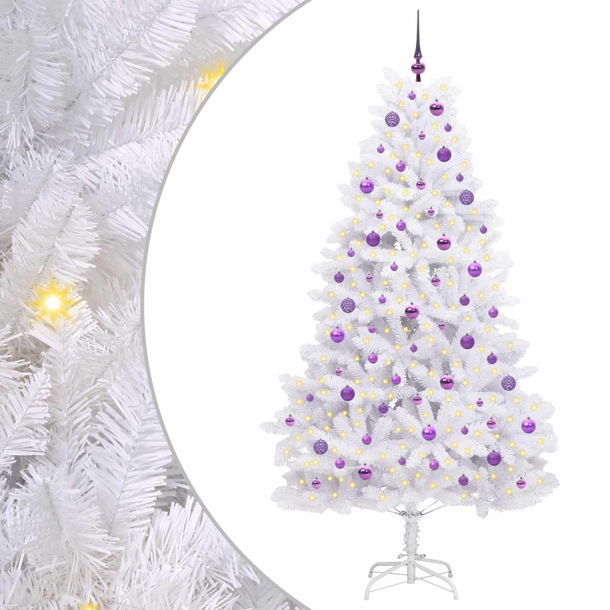 Artificial Hinged Christmas Tree White PVC and Steel 210 cm Lilac