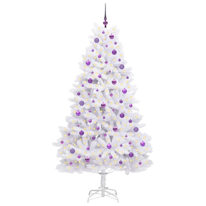 Artificial Hinged Christmas Tree White PVC and Steel 210 cm Lilac