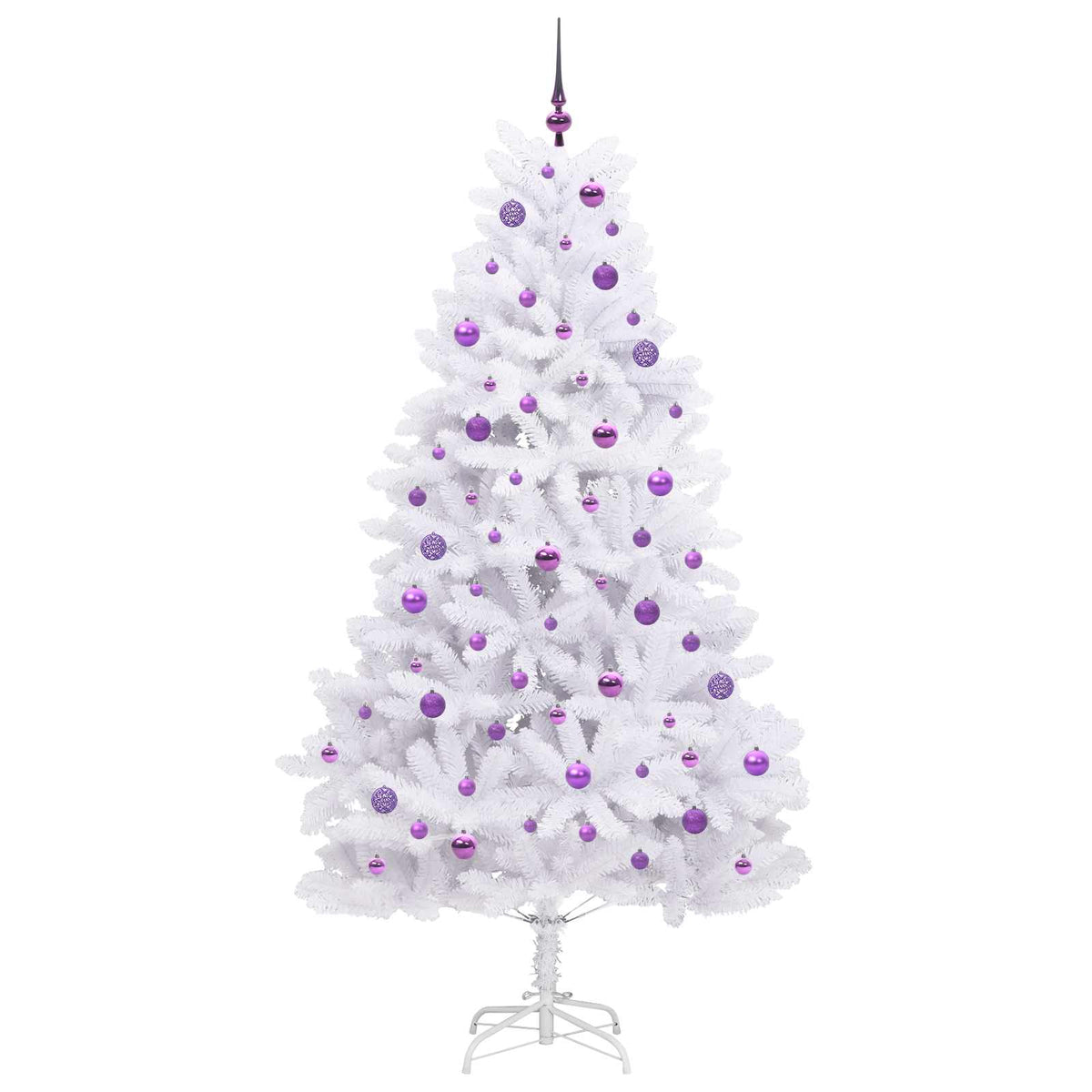 Artificial Hinged Christmas Tree White PVC and Steel 210 cm Lilac