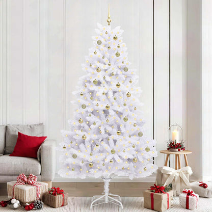 vidaXL Artificial Hinged Christmas Tree White 240 cm PVC and Steel 1