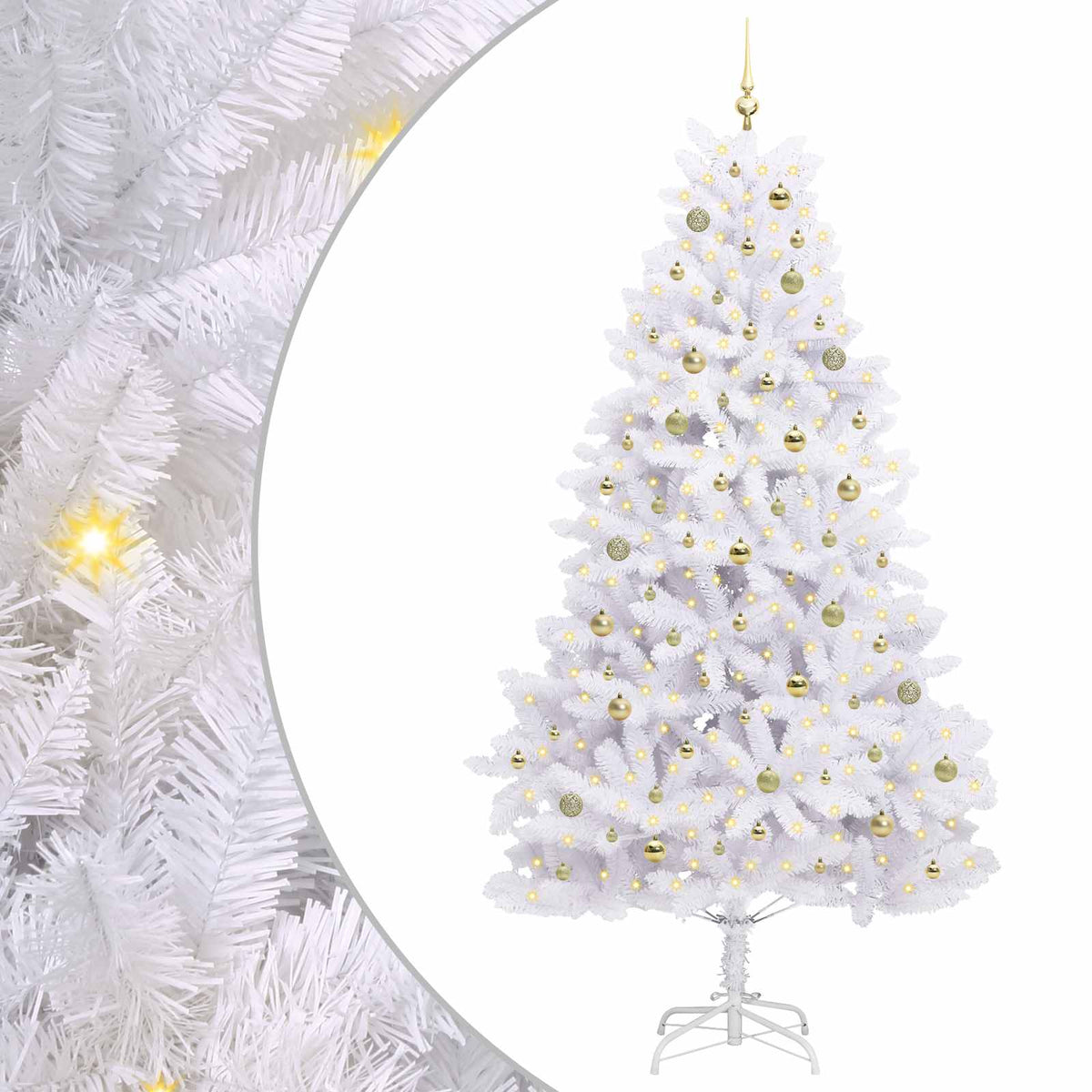 vidaXL Artificial Hinged Christmas Tree White 240 cm PVC and Steel 2